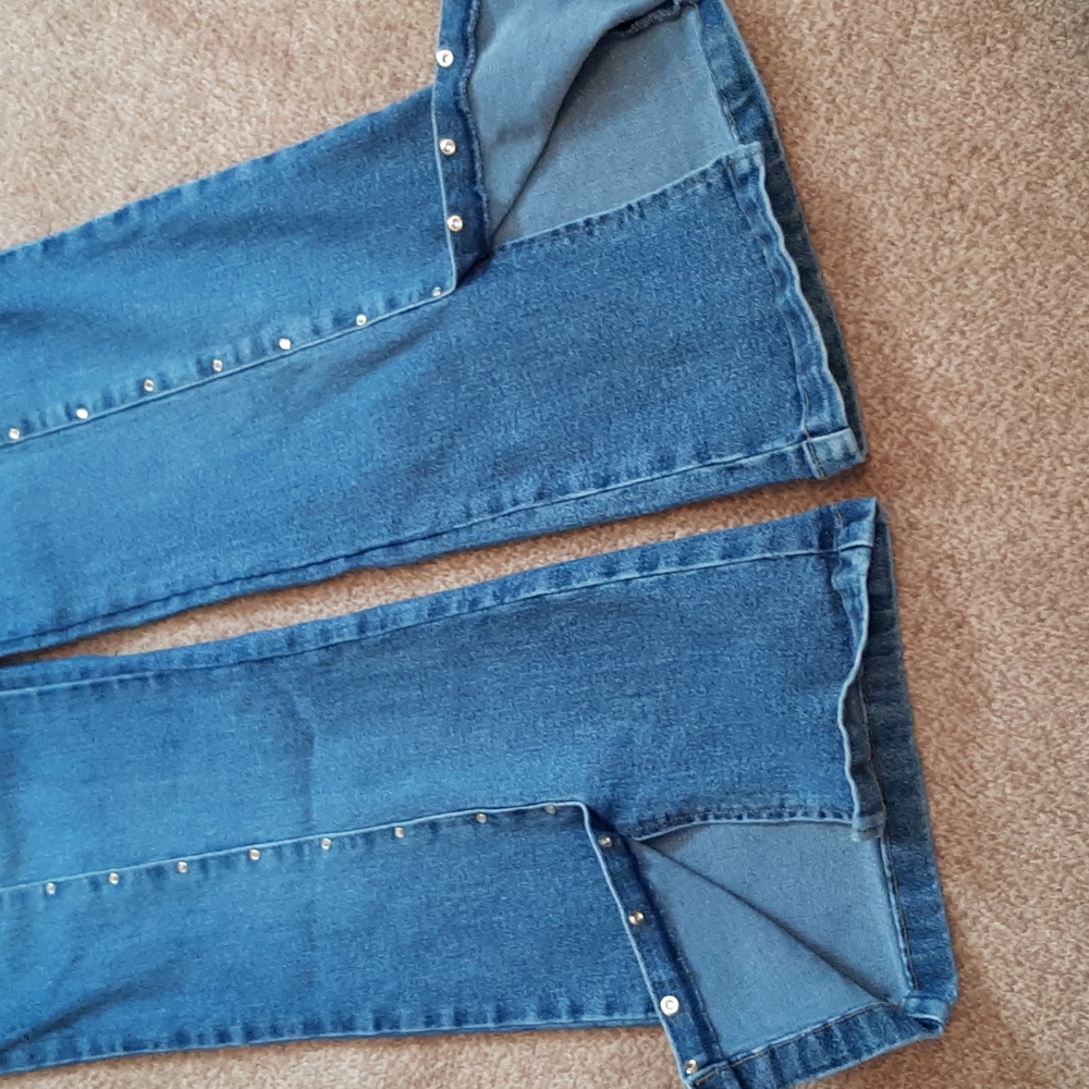 Extreme Rhinestone Split Hem Jeans. - image 2
